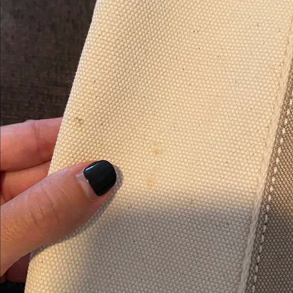 Lands' End Cream and Tan Canvas Tote - Picture 5 of 8